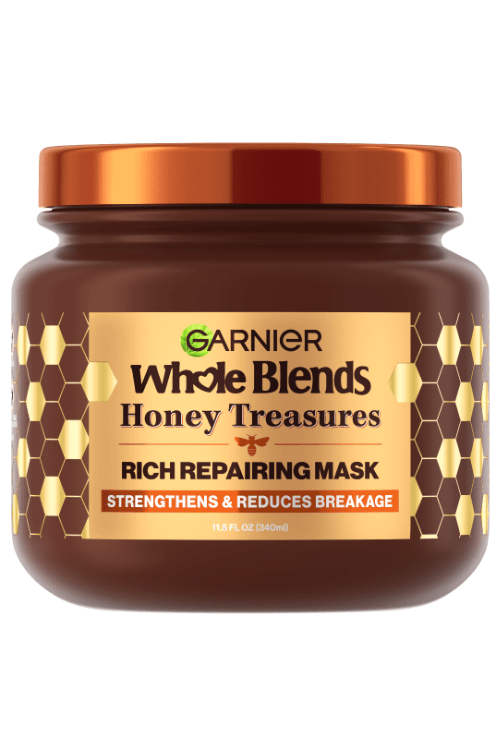 Garnier Whole Blends Honey Treasures Rich Repairing Mask jar pack shot.